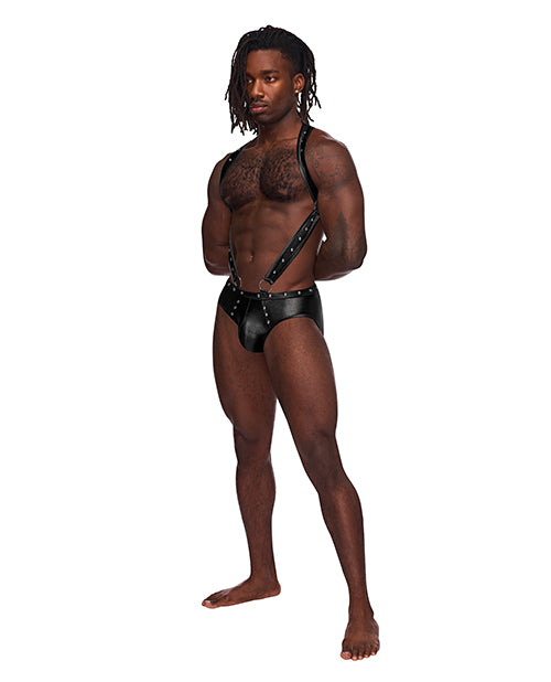 Male Power Lingerie Uranus Studded Harness Black S/M from Male Power Underwear at $26.99