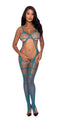 Magic Silk Lingerie Exposed Seamless Catsuit with Toe Loops - Teal Green, One Size Fits Most