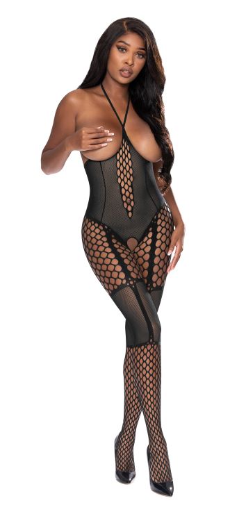 Magic Silk Lingerie Seamless Cupless Catsuit - Black, One Size Fits Most