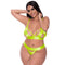 Strap Tease Bra and Crotchless Panty Neon Yellow 2XL from Magic Silk Lingerie