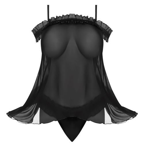 Magic Silk Lingerie Ruffled Babydoll and Thong Panty Black 2X from Magic Silk Lingerie at $27.99
