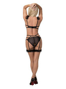 Magic Silk Lingerie Ruffled Bra, Garter and Panty Black 2XL from Magic Silk Lingerie at $27.99