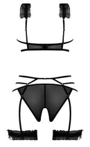 Magic Silk Lingerie Ruffled Bra, Garter and Panty Black 2XL from Magic Silk Lingerie at $27.99