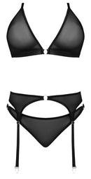 Magic Silk Lingerie Sassy Bra, Garter and Rouched Panty Black 2XL from Magic Silk Lingerie at $29.99