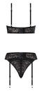 Ooh La Lace Demi Bra, Garter and Tanga Black S/M from Magic Silk Lingerie