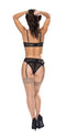 Ooh La Lace Demi Bra, Garter and Tanga Black L/XL from Magic Silk Lingerie