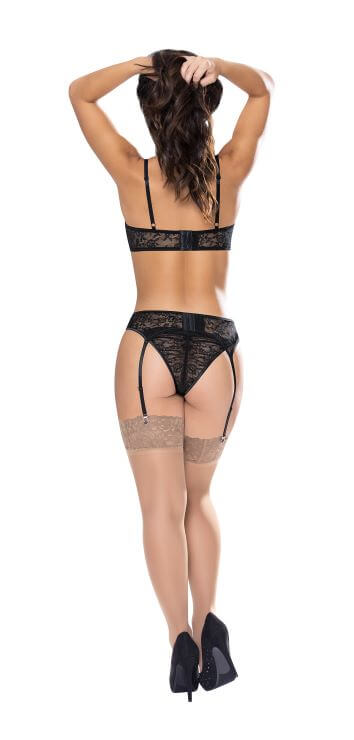 Ooh La Lace Demi Bra, Garter and Tanga Black L/XL from Magic Silk Lingerie