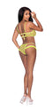 Love Star Halter Bra and Panty Set Chartreuse Lime S/M from Magic Silk Lingerie