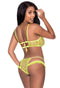 Love Star Halter Bra and Panty Set Chartreuse Lime S/M from Magic Silk Lingerie
