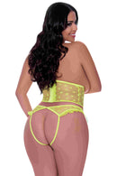Love Star Bustier and Panty Set Charteuse 2XL from Magic Silk Lingerie