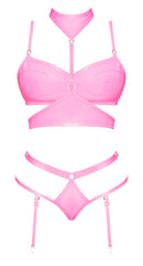CLUB CANDY BRA HARNESS & PANTY PINK S/M-8