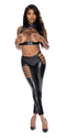 Magic Silk L/XL Black Liquid Onyx: Open-Cup Vest & Cut-Out Leggings Set - Exquisite Bedroom Lingerie