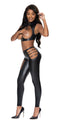 Magic Silk L/XL Black Liquid Onyx: Open-Cup Vest & Cut-Out Leggings Set - Exquisite Bedroom Lingerie