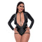 Liquid Onyx Teddy with Harness Caging Black 2XL from Magic Silk Lingerie