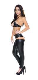 Liquid Onyx Halter Bra and Cutout Pants Black S/M from Magic Silk Lingerie