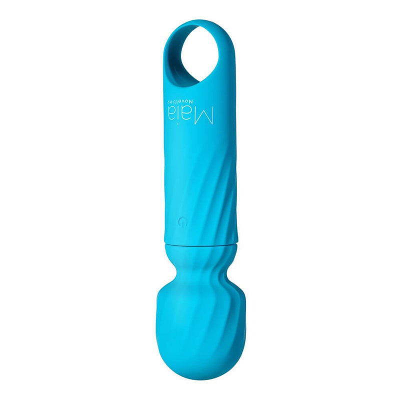 Vibelite Dolly Blue Silicone Mini Wand Massager by Maia Toys showing its compact design and vibrant color.