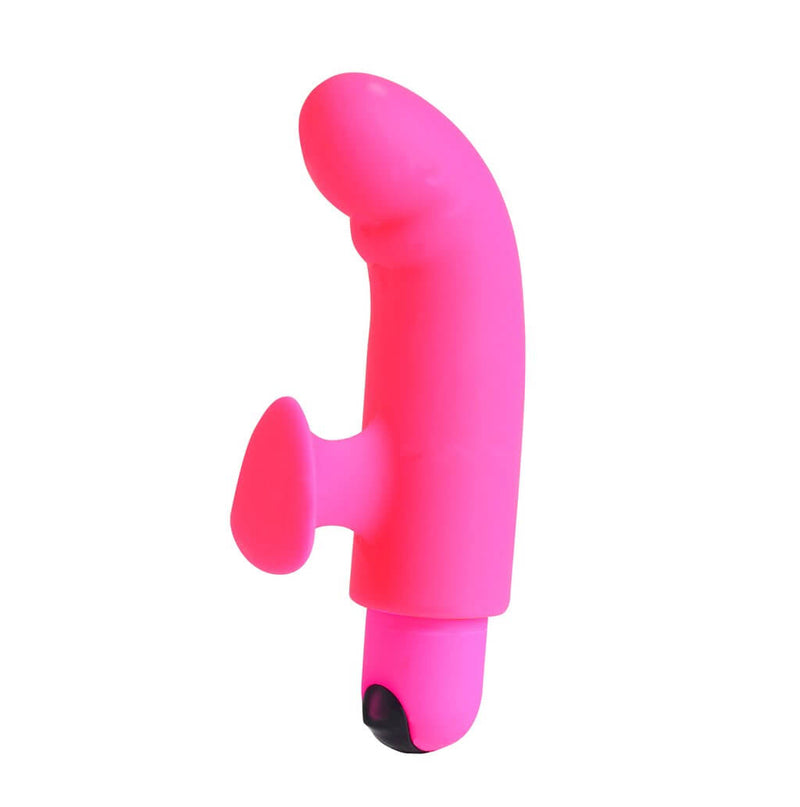 Sadie Rechargeable Silicone Finger Vibe in pink featuring ergonomic design and 10 vibrating functions, size 4.5 inches, by Maia Toys.