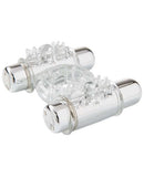 Sensuelle Double Action 7 function vibrating couples ring with dual rechargeable bullets and SEBS silicone ring, clear.