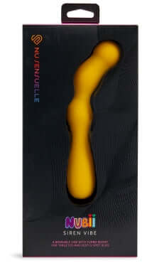Sensuelle Nubii Siren G-Spot Vibrator Yellow in box, flexible design, turbo boost feature, targeted pleasure and inclusivity by NU Sensuelle