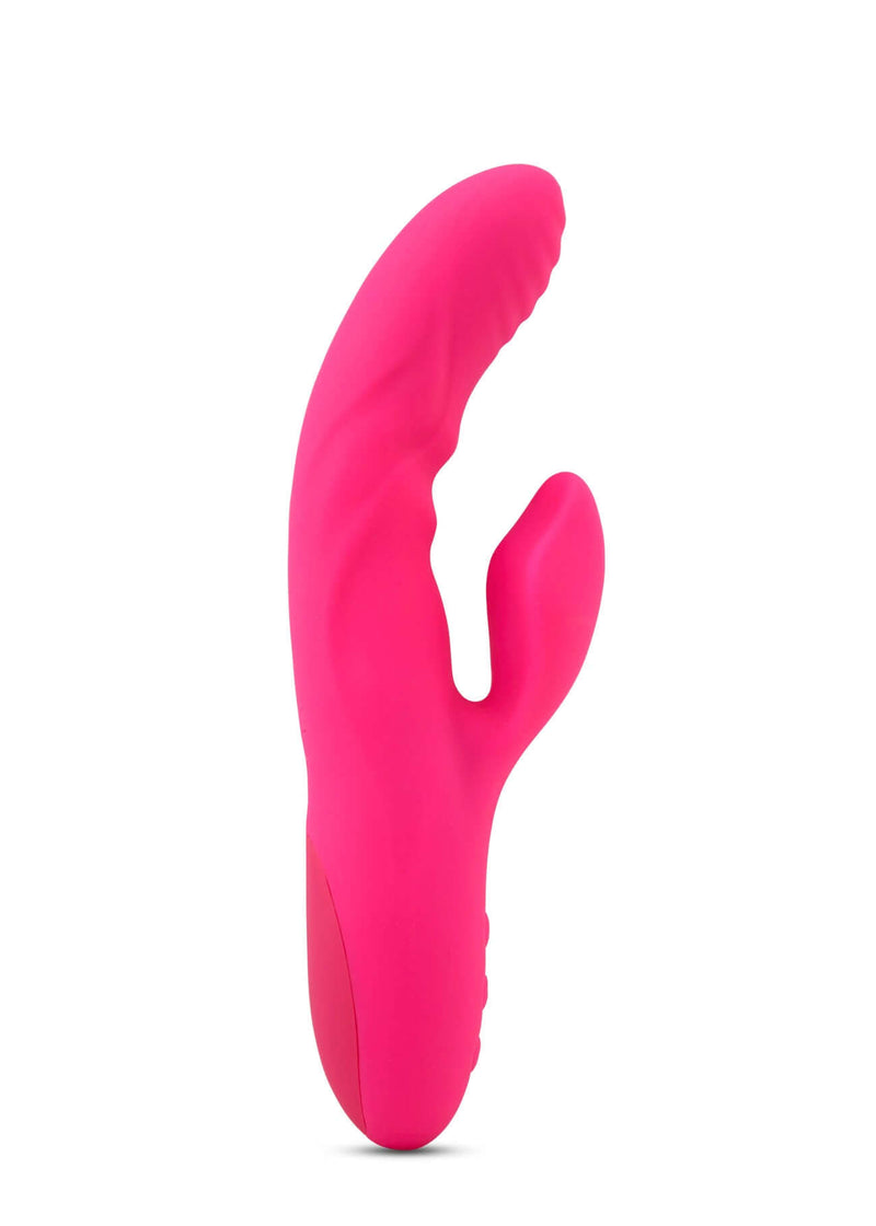 Sensuelle Nubii Kiah Rabbit Style Vibrator Pink with Turbo Boost Technology, gentle warmth, ribbed texture, 3 speeds, 17 modes, and 2 motors.