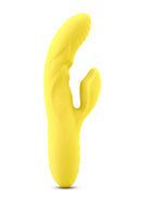 Sensuelle Nubii Kiah Rabbit Style Vibrator Yellow, Turbo Boost Technology, Ribbed Texture, 3 Speeds, and 17 Modes.