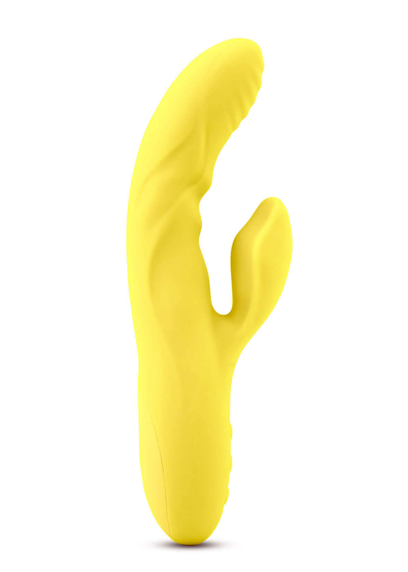 Sensuelle Nubii Kiah Rabbit Style Vibrator Yellow, Turbo Boost Technology, Ribbed Texture, 3 Speeds, and 17 Modes.