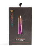Sensuelle Aluminum Point Bullet Vibrator Ombre in packaging, showcasing its colorful rainbow finish and sleek design.