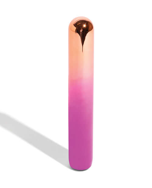 Sensuelle Aluminum Rumba Double Motor Ombre Multicolor Vibrator with 7 vibration intensities and 5 patterns in rainbow finish.