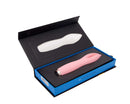 Sensuelle Tulip Millennial Pink Vibrator in blue packaging box featuring multi-play pleasure toy with 10 speeds and 5 patterns.