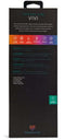 Back of packaging for Sensuelle Vivi Double Tapping Vibrator showcasing features and specifications in vibrant colors