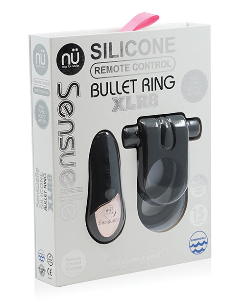 Nu Sensuelle NU Sensuelle Silicone Remote Control Vibrating Bullet Cock Ring Black at $60.99