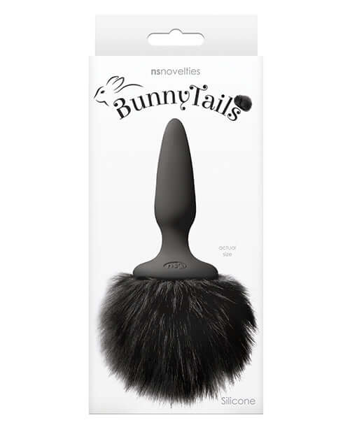 NS Novelties Bunny Tails Mini Black Fur Butt Plug at $18.99