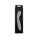 Desire Sonata Fog Gray Dildo from NS Novelties in packaging. Lightweight, chrome-plated, body-safe aluminum for elevated pleasure.