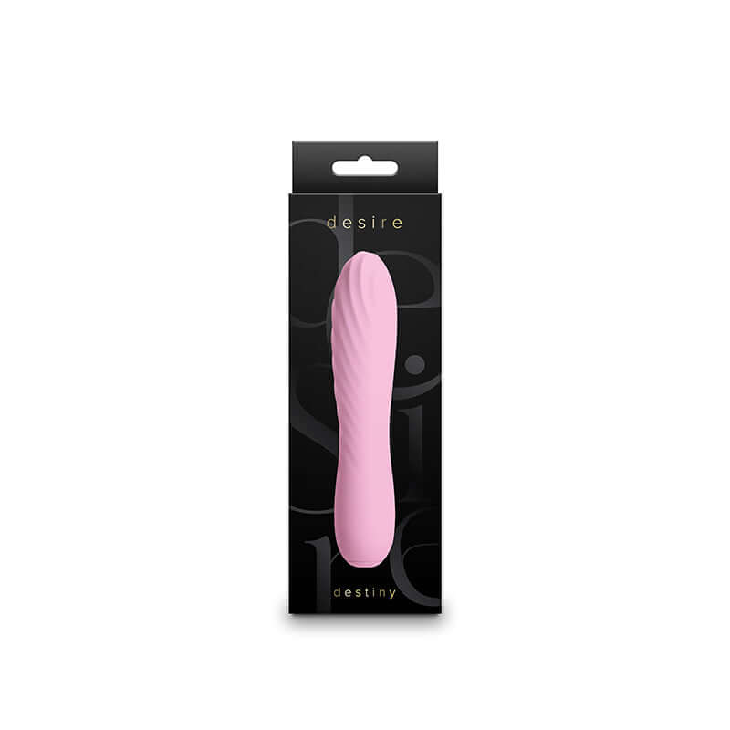 Pink Desire Destiny Azalea Dildo in black and gold box packaging from NS Novelties