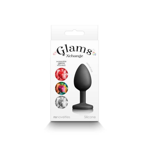 Glams Xchange Round Small Butt Plug - Premium Silicone with Interchangeable Gem Stones