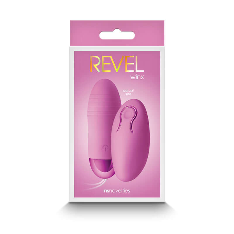 Revel Winx Vibrating Bullet – Blue/Pink, Rechargeable, Wireless Remote, Platinum Silicone