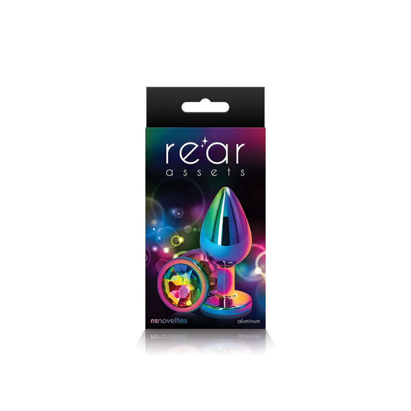 NS Novelties Rear Assets Multicolor Medium Rainbow Butt Plug at $10.99