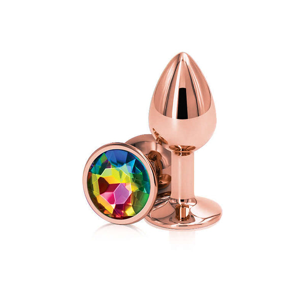 NS Novelties Rear Assets Rose Gold Small Rainbow Butt Plug at $8.99