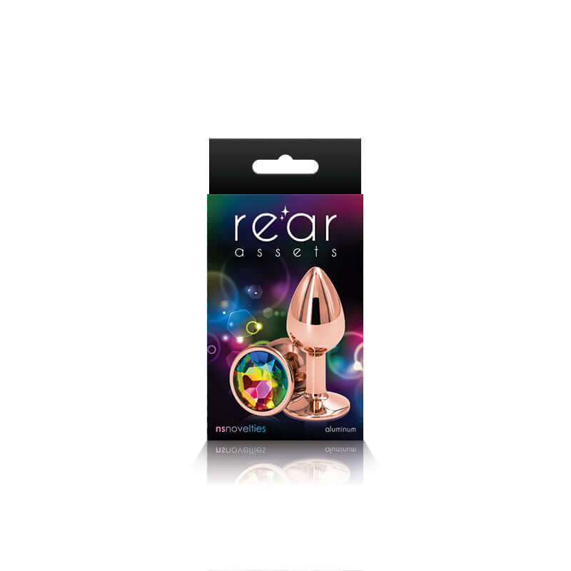 NS Novelties Rear Assets Rose Gold Small Rainbow Butt Plug at $8.99