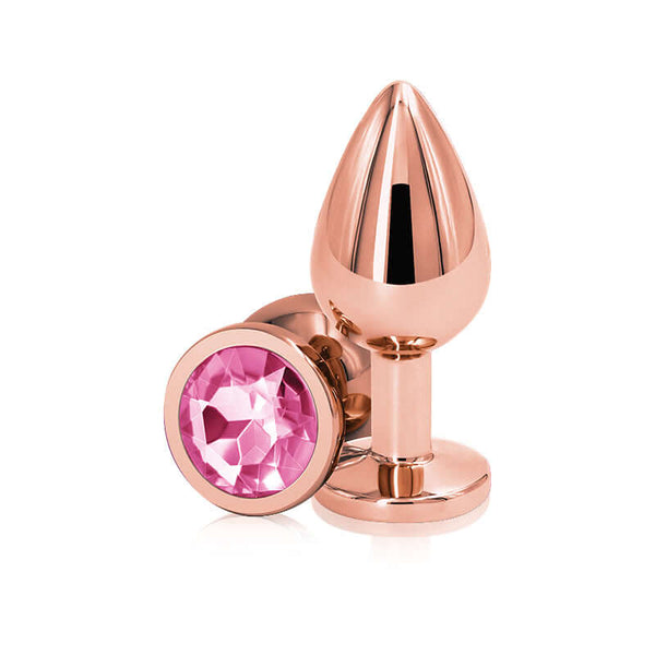 NS Novelties Rear Assets Rose Gold Medium Pink Butt Plug at $10.99