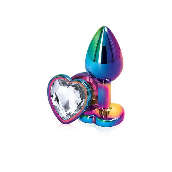 NS Novelties Rear Assets Multicolor Heart Small Clear Butt Plug at $9.99