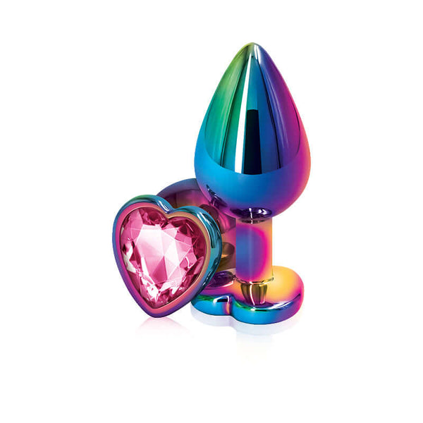 NS Novelties Rear Assets Multicolor Heart Medium Pink Butt Plug at $11.99