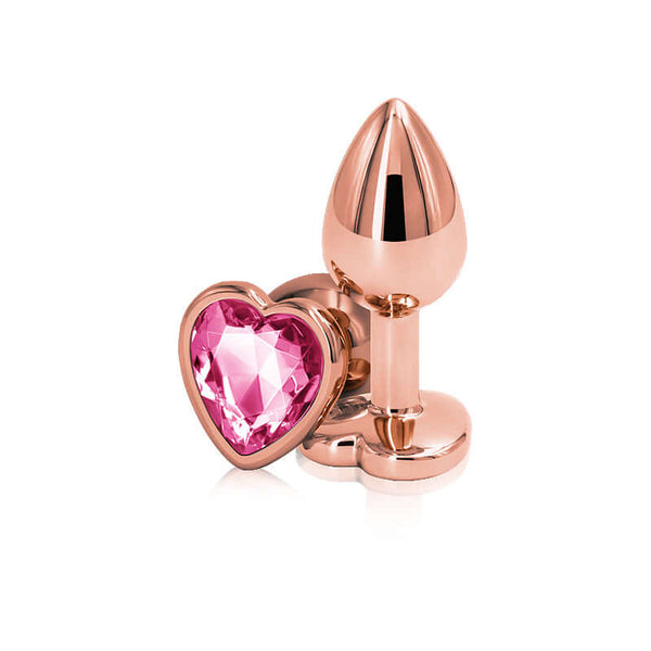 NS Novelties Rear Assets Rose Gold Heart Small Pink Butt Plug at $9.99