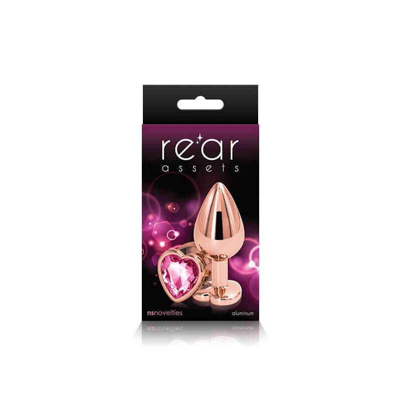 NS Novelties Rear Assets Rose Gold Heart Medium Pink Butt Plug at $11.99