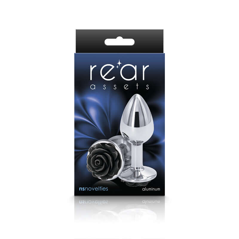 NS Novelties Rear Assets Rose Small Butt Plug Black at $9.99