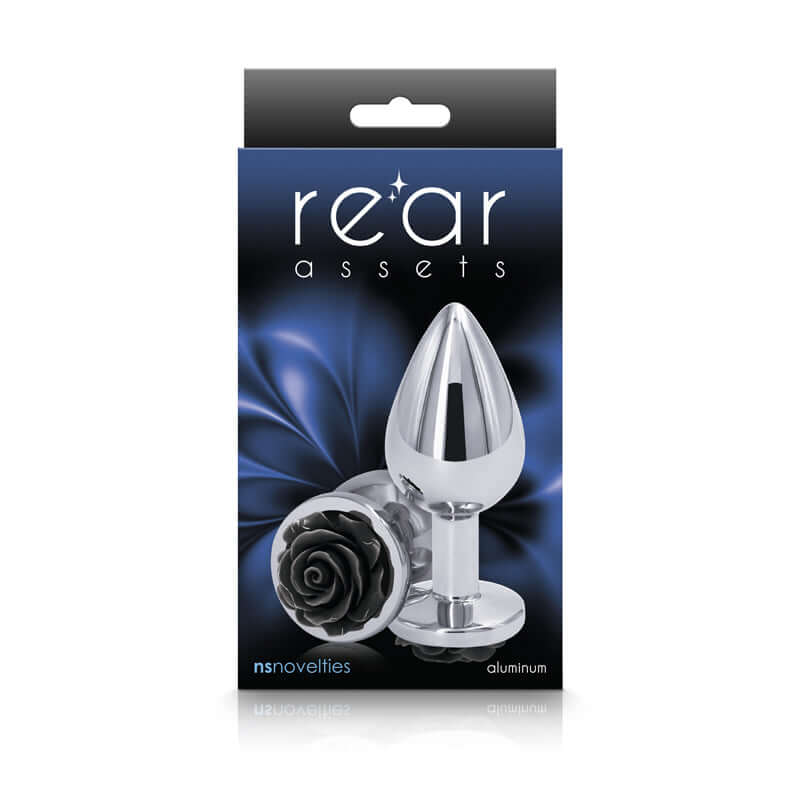 NS Novelties Rear Assets Rose Medium Butt Plug Black at $11.99