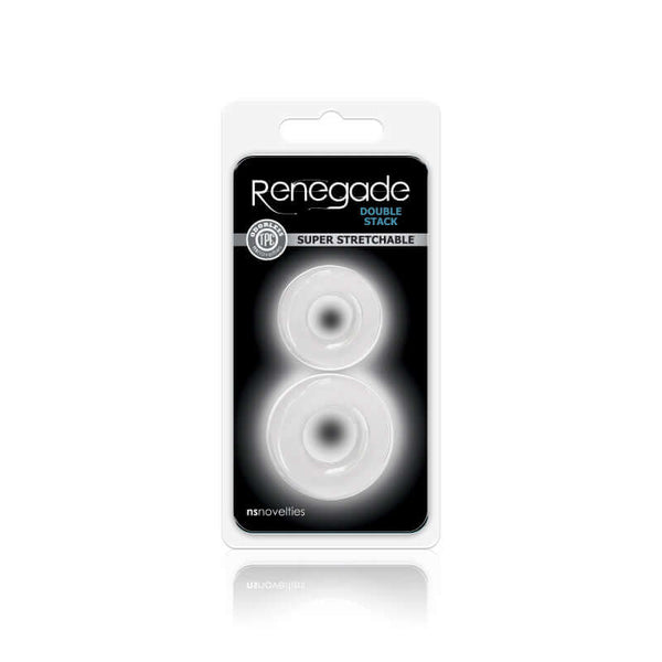 NS Novelties Renegade Double Stack Clear Cock Rings at $5.99