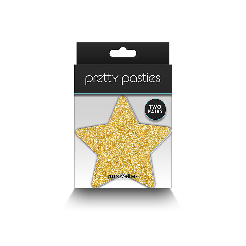 PRETTY PASTIES GLITTER STARS BLACK/GOLD 2 PAIR-1