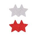PRETTY PASTIES GLITTER STARS RED/SILVER 2 PAIR-0