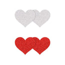 PRETTY PASTIES GLITTER HEARTS RED/SILVER 2 PAIR-0